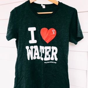 I Love Water Grey, White, & Red Graphic T-Shirt
